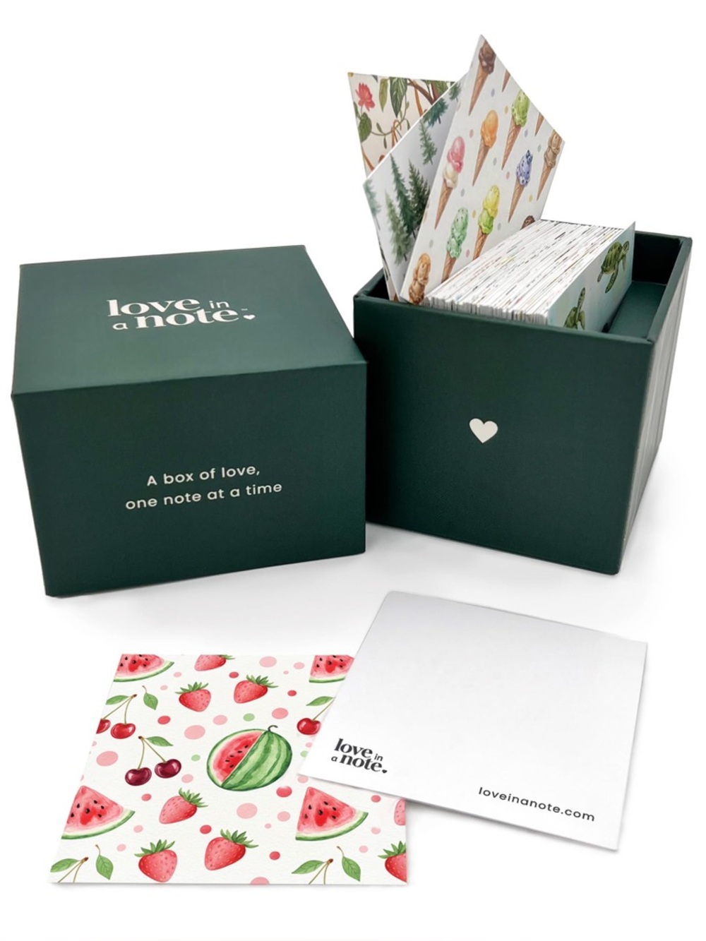 Love In A Note Boxed Notes - Forest Green Gift Set